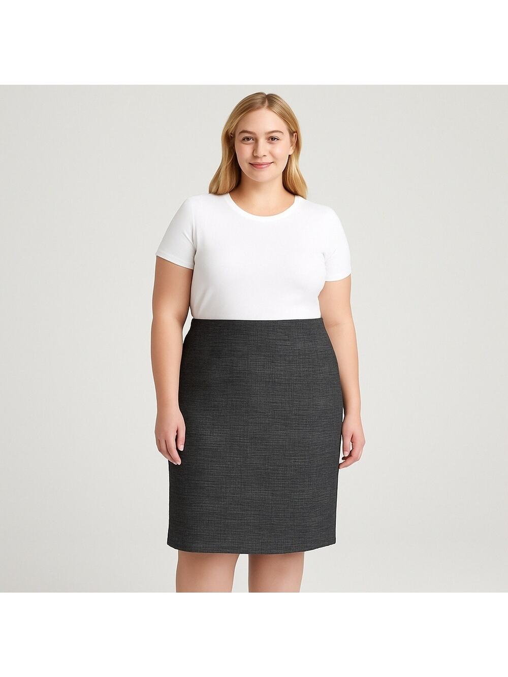 Jones Studio Women's Sze 16 Pencil Skirt Black Gray Textured Lined Career Office